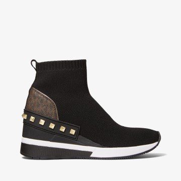 Michael Kors MK Skyler Studded Stretch Knit Sock Sneaker – Black (43F1SKFE7D-0001)