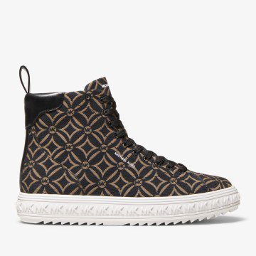 Michael Kors MK Grove Logo Jacquard High-Top Sneaker – Husk Multi (43F2GVFE5Y-8179)