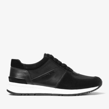 Michael Kors MK Allie Leather and Canvas Sneaker – Black (43F8ALFS3L-0001)