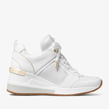 Michael Kors MK Georgie Canvas and Leather Sneaker – Optic White (43F8GEFS4D-1999)