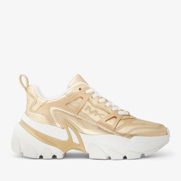 Michael Kors MK Nick Metallic Leather Trainer – Pale Gold (43R2NIFS1M-0705)