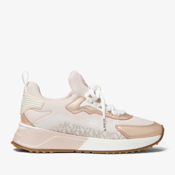 Michael Kors MK Theo Metallic Mixed-Media Trainer – Soft Pink (43R2THFS1D-1663)