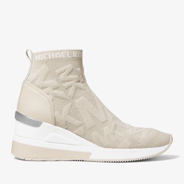 Michael Kors MK Skyler Logo Stretch Knit Sock Sneaker – Light Sand (43S2SKFE6D-0191)
