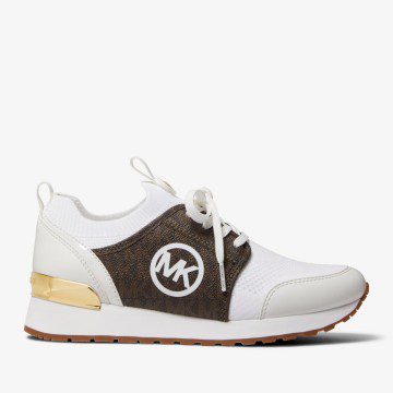 Michael Kors MK Dash Stretch Knit and Logo Trainer – Op Wht/brown (43T2DAFS4D-2234)