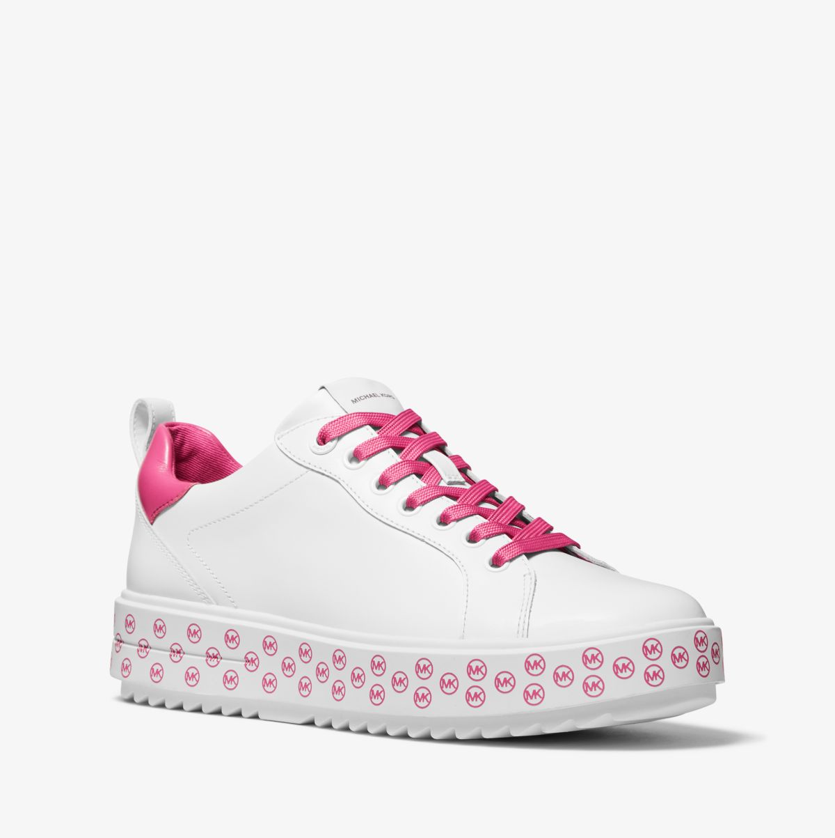Michael Kors MK Emmett Logo Charm Leather Trainer – French Pink (43T2ETFS3L-7575)