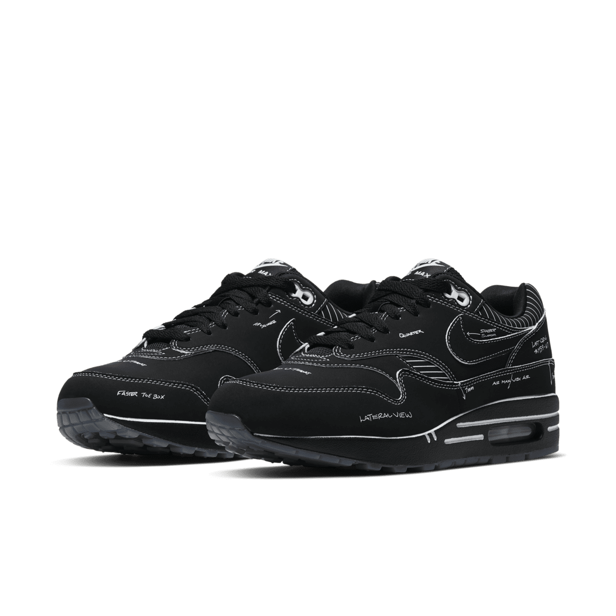 nike air max 1 sketch to shelf black
