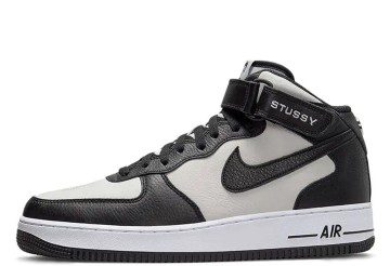 Nike x Stussy Air Force 1 Mid Black White (DJ7840-002)