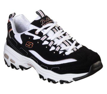 Skechers D’Lites – Devoted Fan – Zwart / Roos Goud (13154-BKRG)