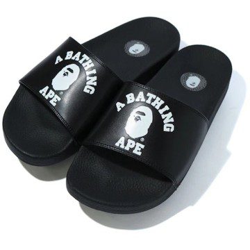 A Bathing Ape College Slide Sandals Black (FW22) (1G20-191-011/001FWG201011_BLK)