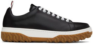 Thom Browne Black Cable Knit Court Sneakers (MFD231B-05584)