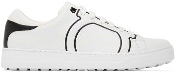 Salvatore Ferragamo White & Black Gancini Sneakers (754101 020832002)
