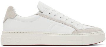Salvatore Ferragamo White Gancini Low-Top Sneakers (697630 02B227007)