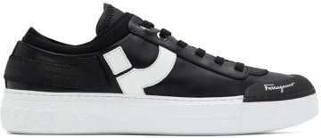 Salvatore Ferragamo Black Gancini Low-Top Sneakers (753540 020840003)