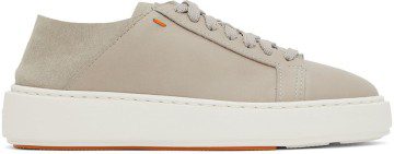 Santoni Gray Leather Derby Sneakers (WBCD60973BARGOLYE24)