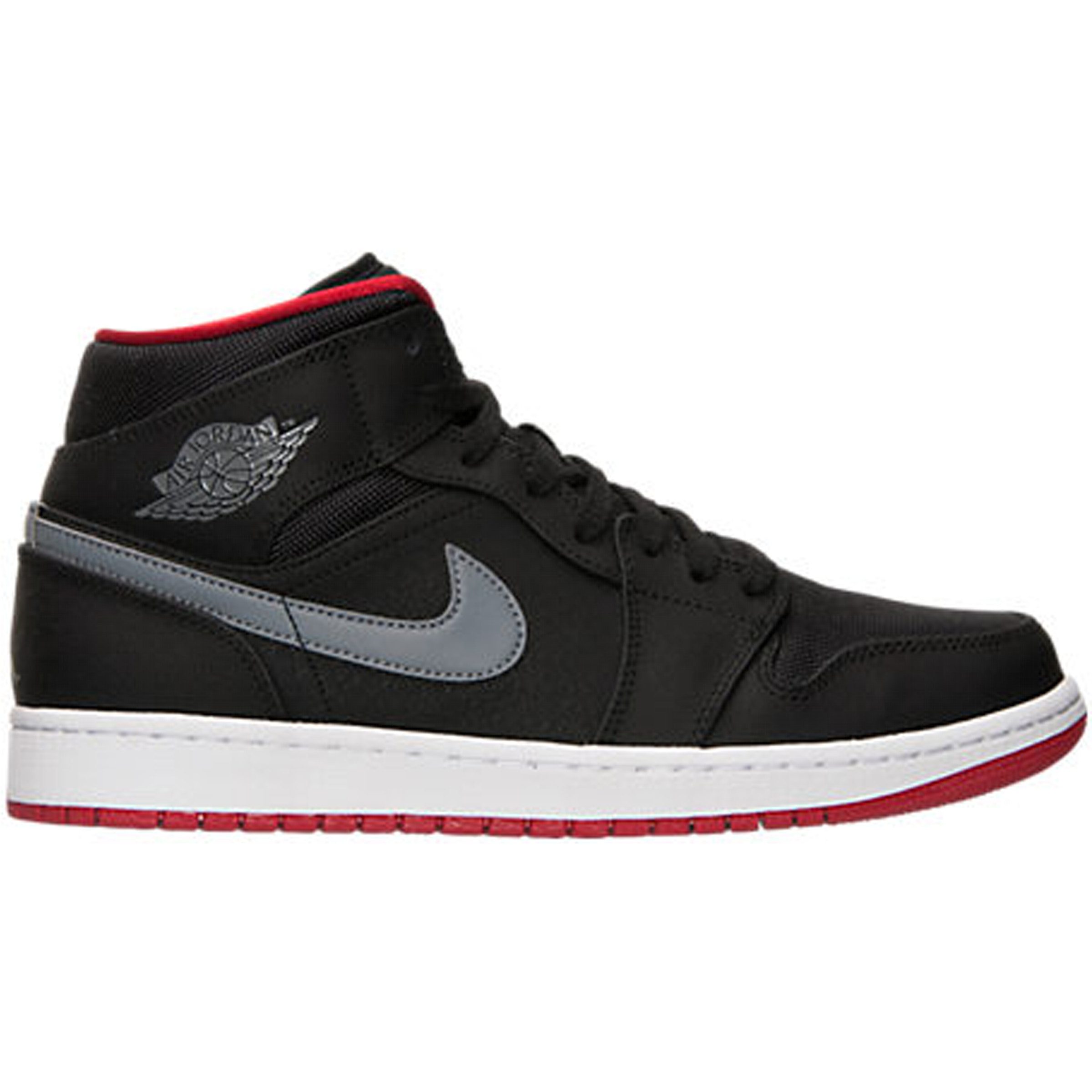 air jordan 1 mid black red grey