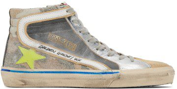 Golden Goose Gray & Tan Slide High Top Sneakers (GMF00116.F002461.8149)