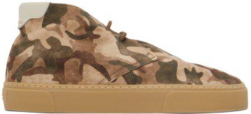Saint Laurent Khaki Camo High-Top Sneakers (689769AAAJF)
