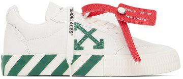 Off-White Kids White & Green Vulcanized Sneakers (OBIA003S22FAB0010155)