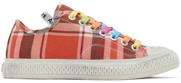Acne Studios Red Ballow Check Sneakers (AD0467-)