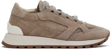 Brunello Cucinelli Taupe Suede Sneakers (MZSFG2290P)