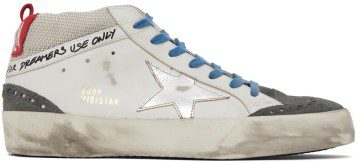 Golden Goose White & Gray Mid Star Double Quarter Sneakers (GMF00123.F002440.10870)