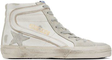 Golden Goose White & Gray Slide Classic High-Top Sneakers (GMF00115.F000324.1027)