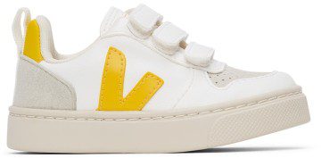 VEJA Baby White & Yellow Vegan V-10 Velcro Sneakers (CV0702549)
