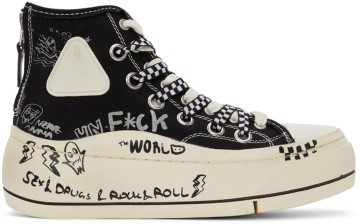 R13 Black Double Grommet Kurt High-Top Sneakers (R13S5030M-S048C)
