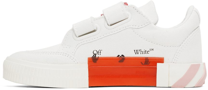 Off-White Kids White & Pink Canvas Vulcanized Low Strap Sneakers (OGIA003F21FAB0010130)