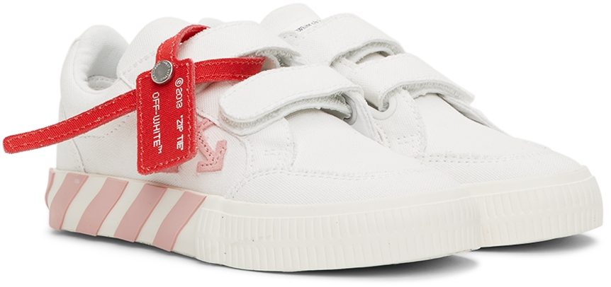 Off-White Kids White & Pink Canvas Vulcanized Low Strap Sneakers (OGIA003F21FAB0010130)
