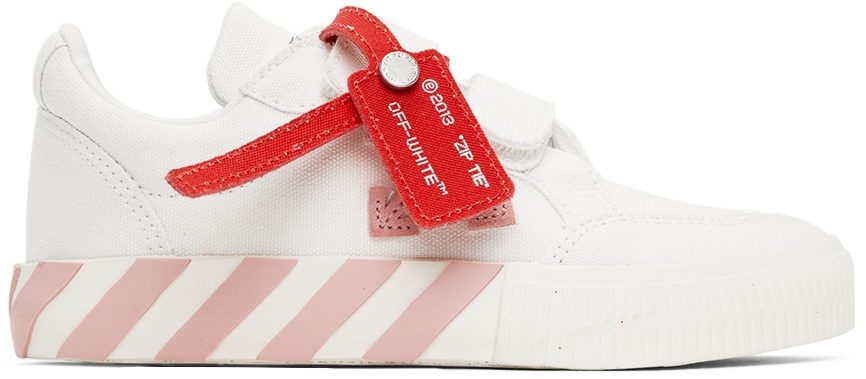 Off-White Kids White & Pink Canvas Vulcanized Low Strap Sneakers (OGIA003F21FAB0010130)