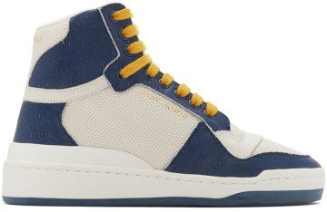 Saint Laurent Off-White & Blue SL24 High-Top Sneakers (610619 AAAI5)