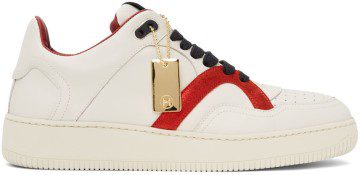 Human Recreational Services Off-White & Red Mongoose Low Sneakers (UE22GF0200X2C2)