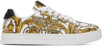 Versace Jeans Couture White & Gold Regalia Baroque Sneakers (E72YA3SK6 EZP100)