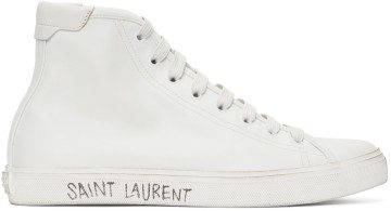 Saint Laurent White Leather Malibu High-Top Sneakers (64924900NG0)