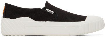 Kenzo Black & White Crest Slip-On Low Sneakers (FB65SN420F50)