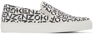 Kenzo Black & White Logo Slip-On Sneakers (FB65SN187F72)