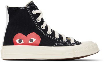 Comme des Garçons Play Black Converse Edition Half Heart Chuck 70 High Sneakers (K112)
