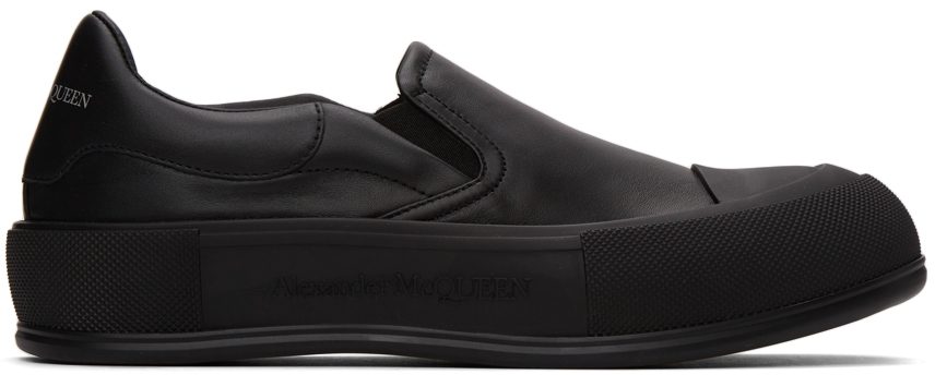 Alexander McQueen Black Deck Skate Plimsoll Sneakers (654595WHZT8)