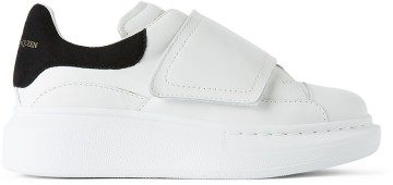 Alexander McQueen Kids White & Black Suede Tab Velcro Oversized Sneakers (587693 WHX12)