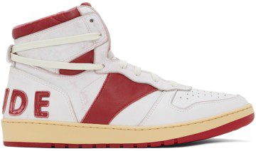 Rhude White & Red Rhecess Hi Sneakers (RHFW21FO24039371)