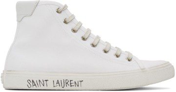 Saint Laurent White Canvas Malibu Sneakers (606076 GUZ20)