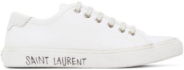 Saint Laurent White Canvas Malibu Sneakers (606446 GUZ20)