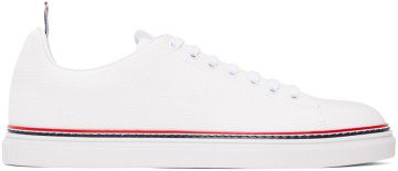 Thom Browne White Canvas Tennis Sneakers (MFD219A-01588)