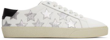 Saint Laurent White Court Classic SL/06 Metallic California Sneakers (419197 0MP10)