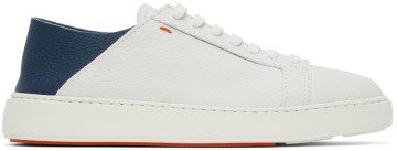 Santoni White Grained Leather Sneakers (MBCD21630BARGOTNI47)