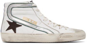 Golden Goose White Leather & Suede Slide Classic High-Top Sneakers (GMF00115.F002065.10774)