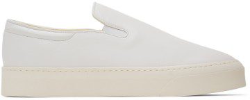 The Row White Leather Dean Slip-On Sneakers (F2008-N60)