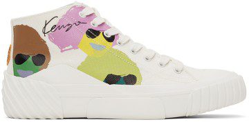 Kenzo White Tiger Crest High Sneakers (FC55SN440F73)