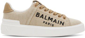 Balmain Beige B-Court Sneakers (YN1VI690TWCL)